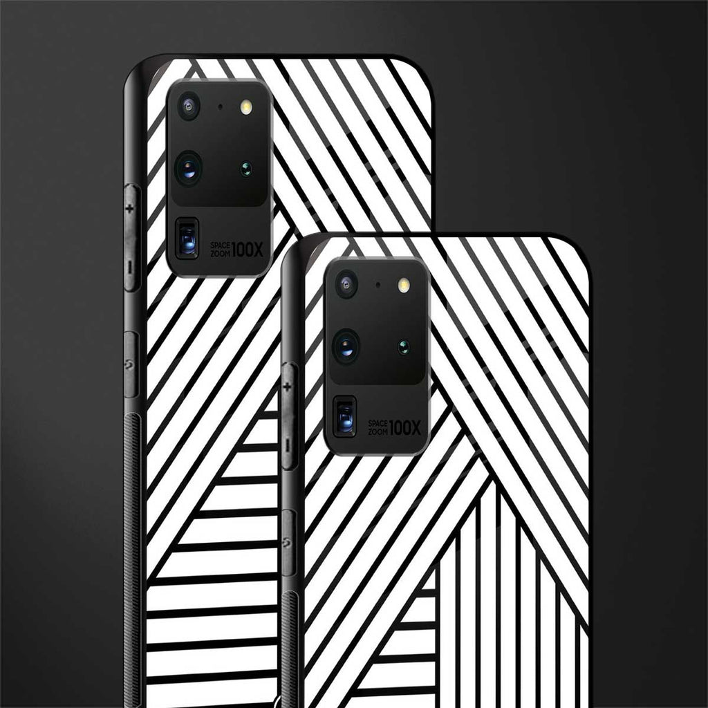 classic white black patten glass case for samsung galaxy s20 ultra image-2