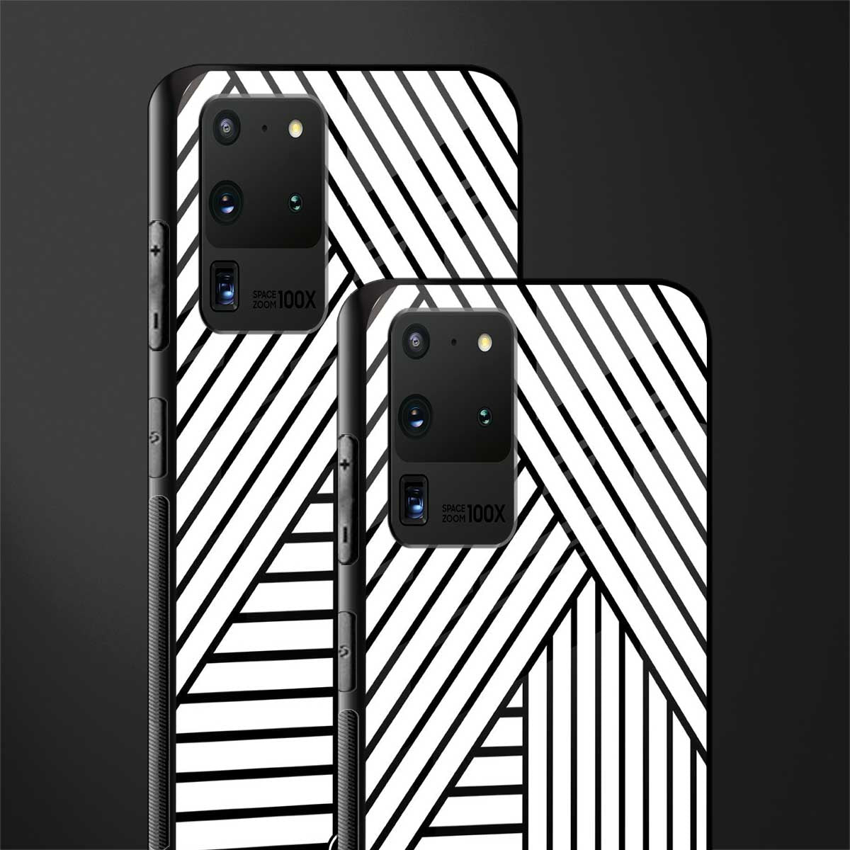 classic white black patten glass case for samsung galaxy s20 ultra image-2