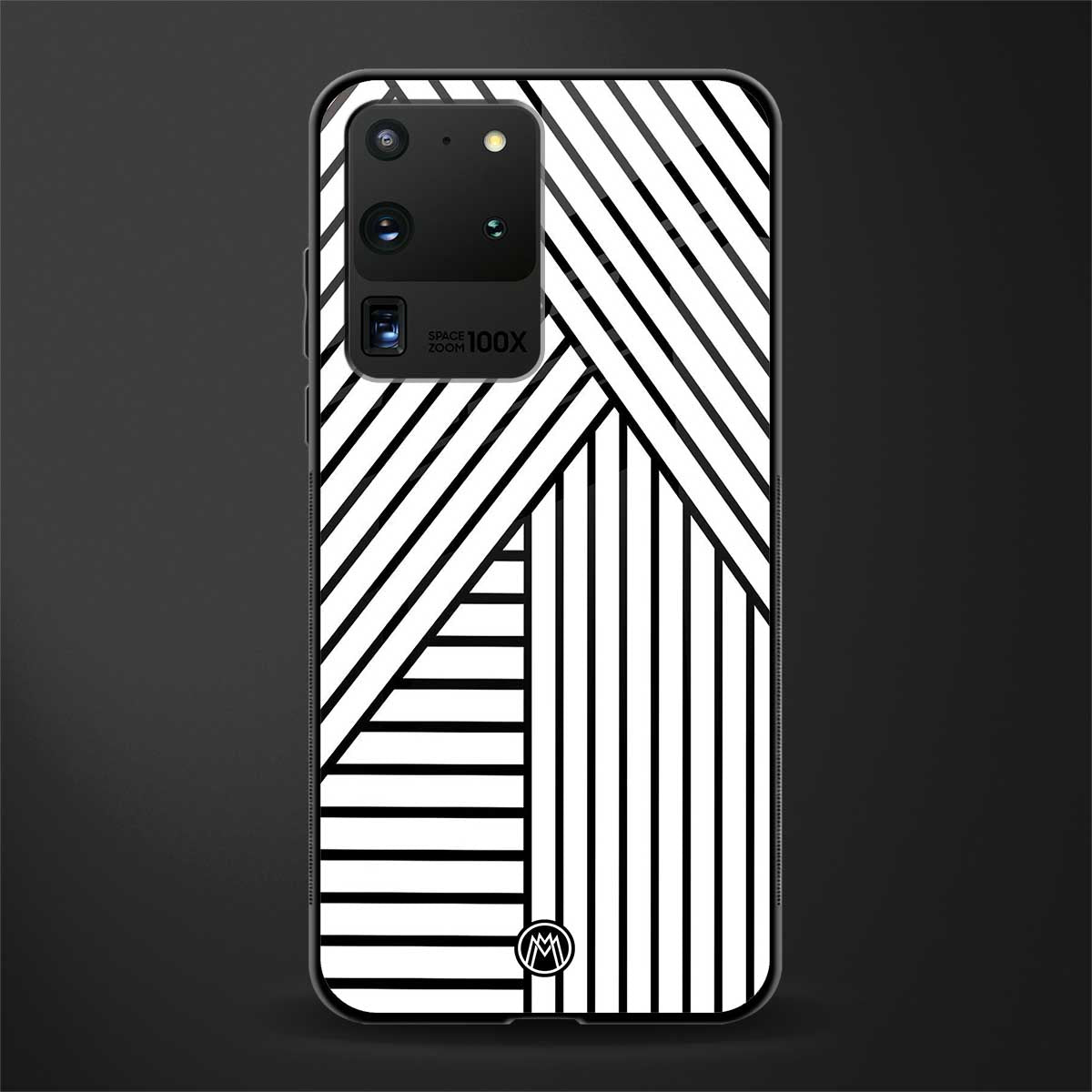 classic white black patten glass case for samsung galaxy s20 ultra image