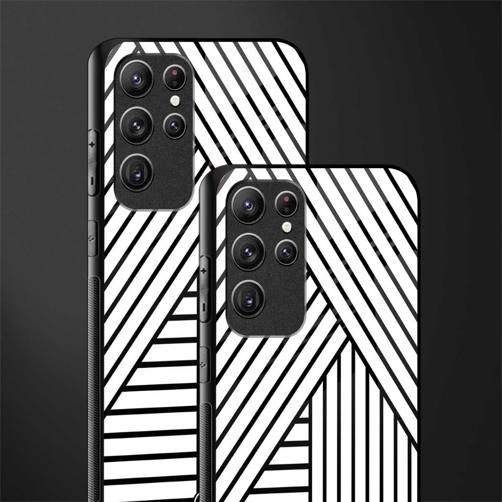 classic white black patten glass case for samsung galaxy s22 ultra 5g image-2