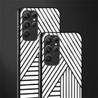 classic white black patten glass case for samsung galaxy s21 ultra image-2