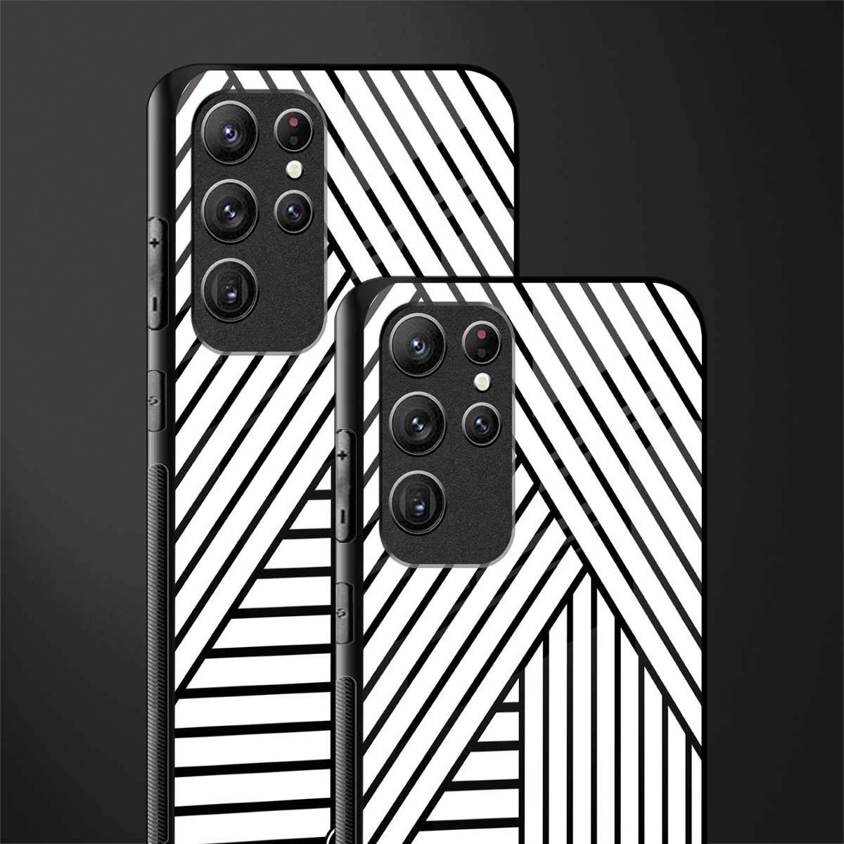 classic white black patten glass case for samsung galaxy s21 ultra image-2