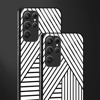 classic white black patten glass case for samsung galaxy s21 ultra image-2