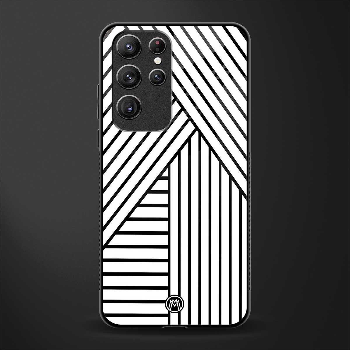 classic white black patten glass case for samsung galaxy s22 ultra 5g image