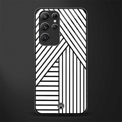 classic white black patten glass case for samsung galaxy s21 ultra image
