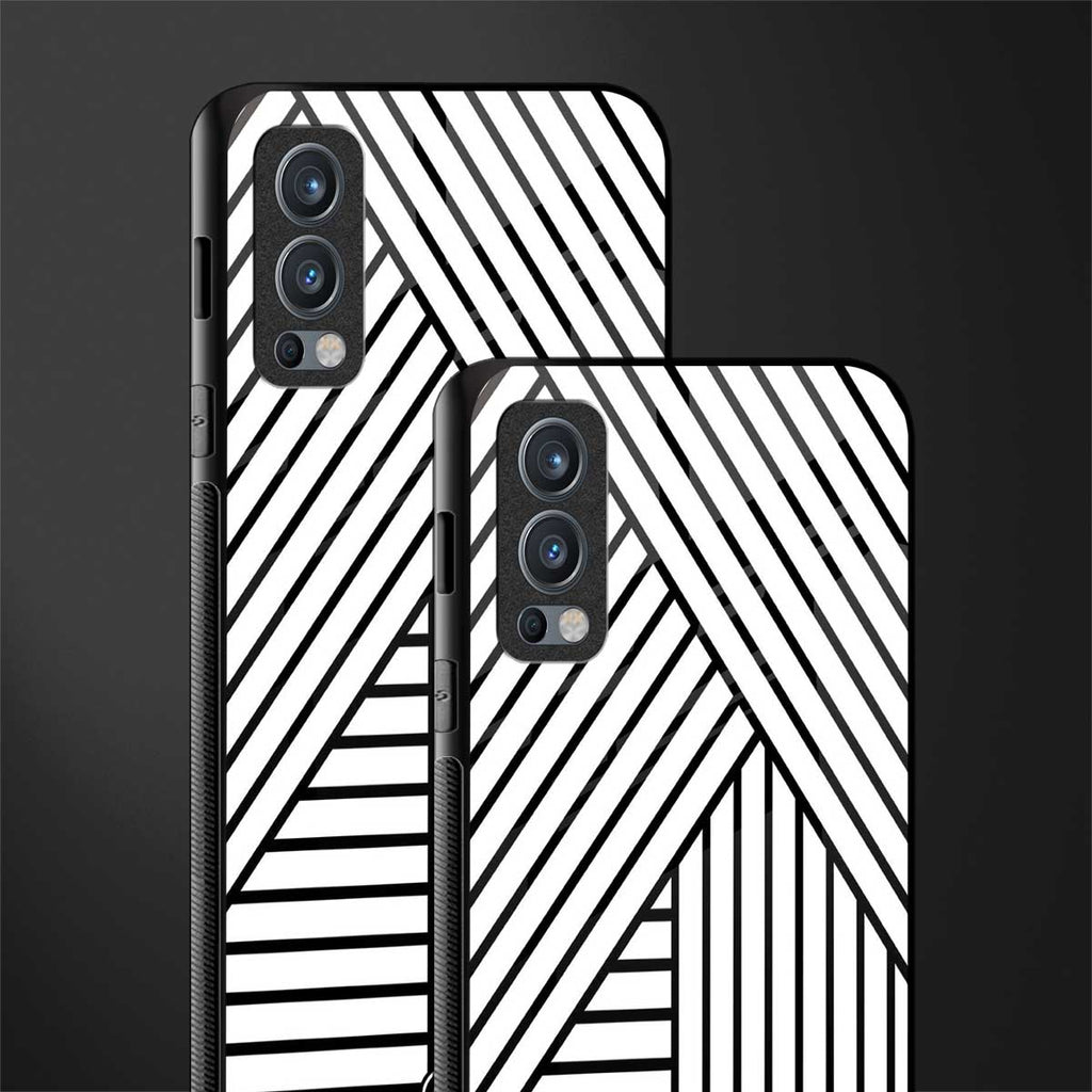 classic white black patten glass case for oneplus nord 2 5g image-2