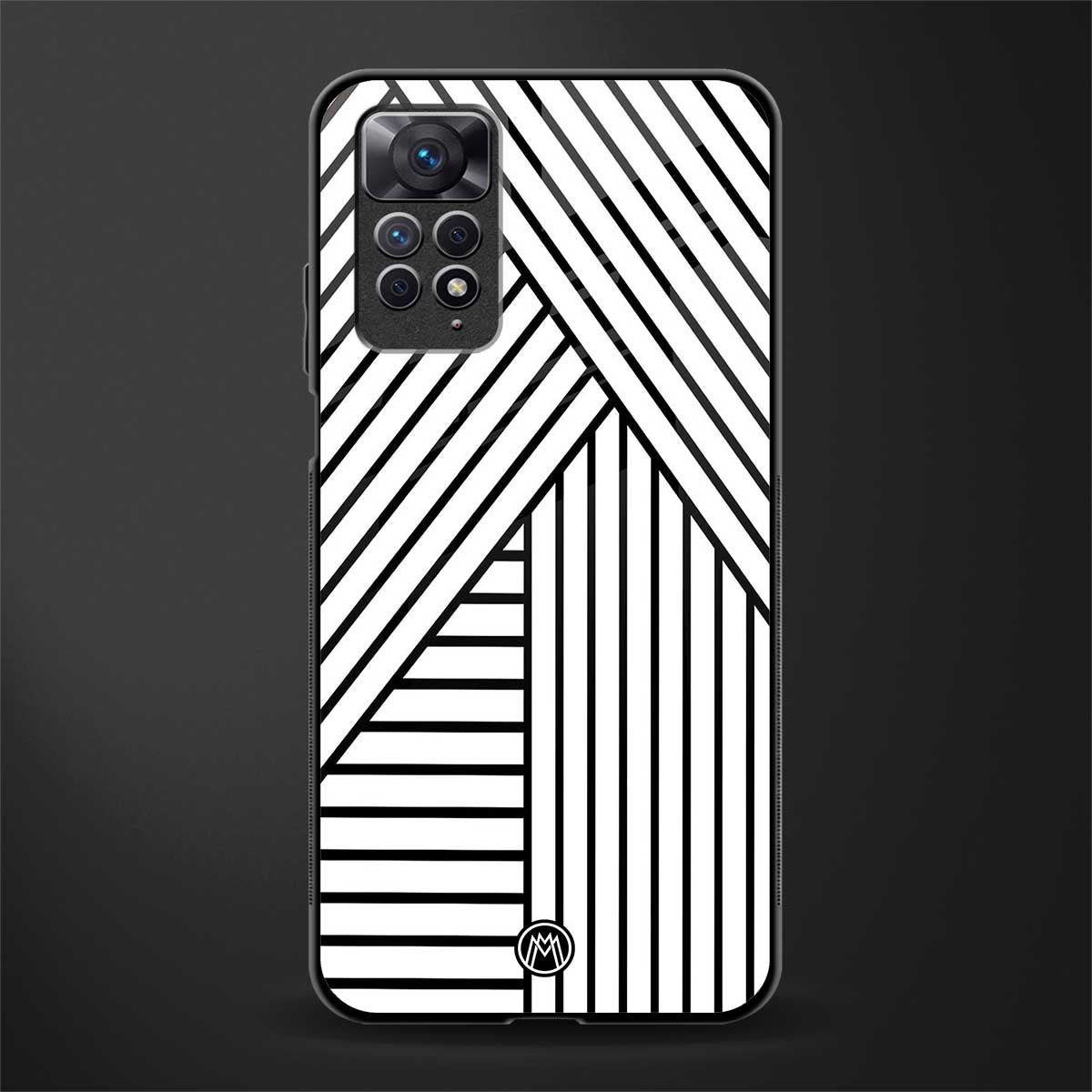 classic white black patten glass case for redmi note 11 image