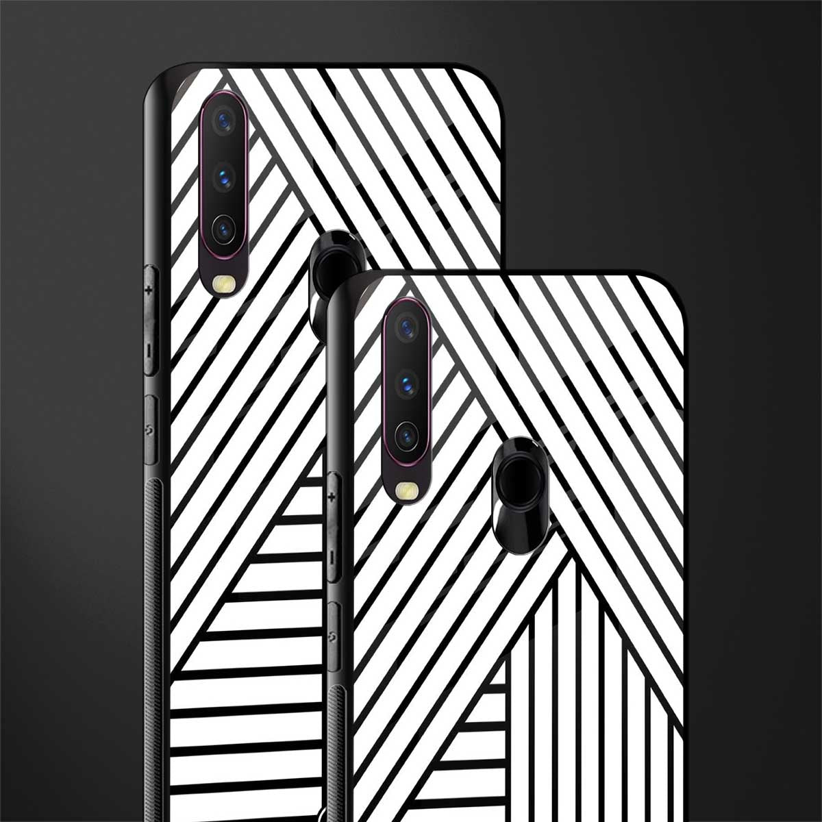 classic white black patten glass case for vivo y15 image-2