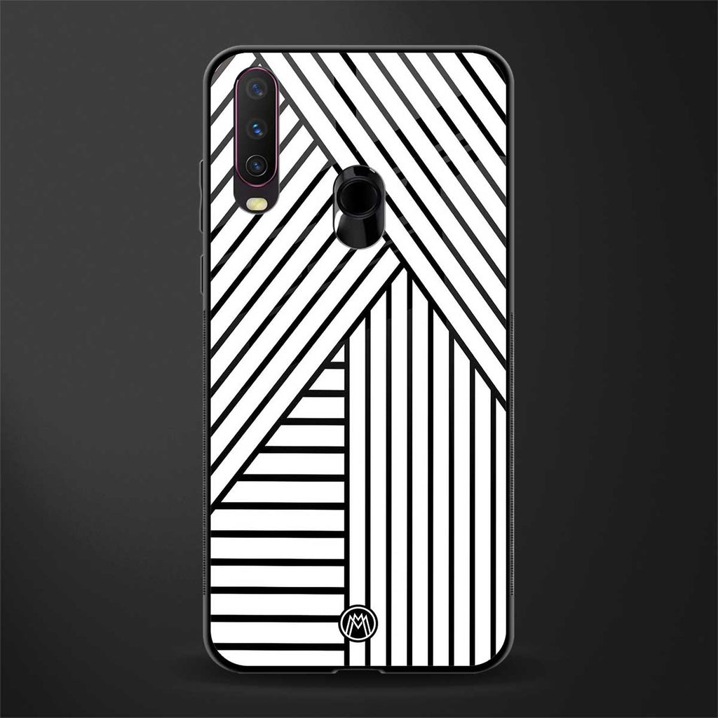 classic white black patten glass case for vivo y12 image