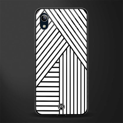 classic white black patten glass case for vivo y1s without fingerprint image