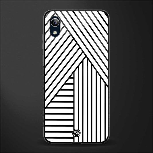 classic white black patten glass case for vivo y1s without fingerprint image