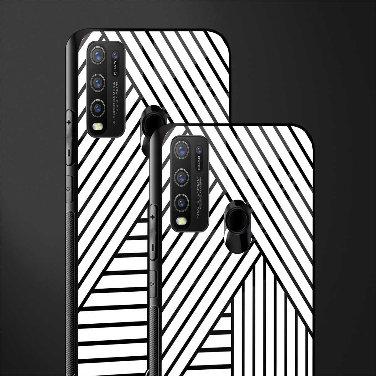 classic white black patten glass case for vivo y30 image-2