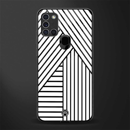 classic white black patten glass case for samsung galaxy a21s image
