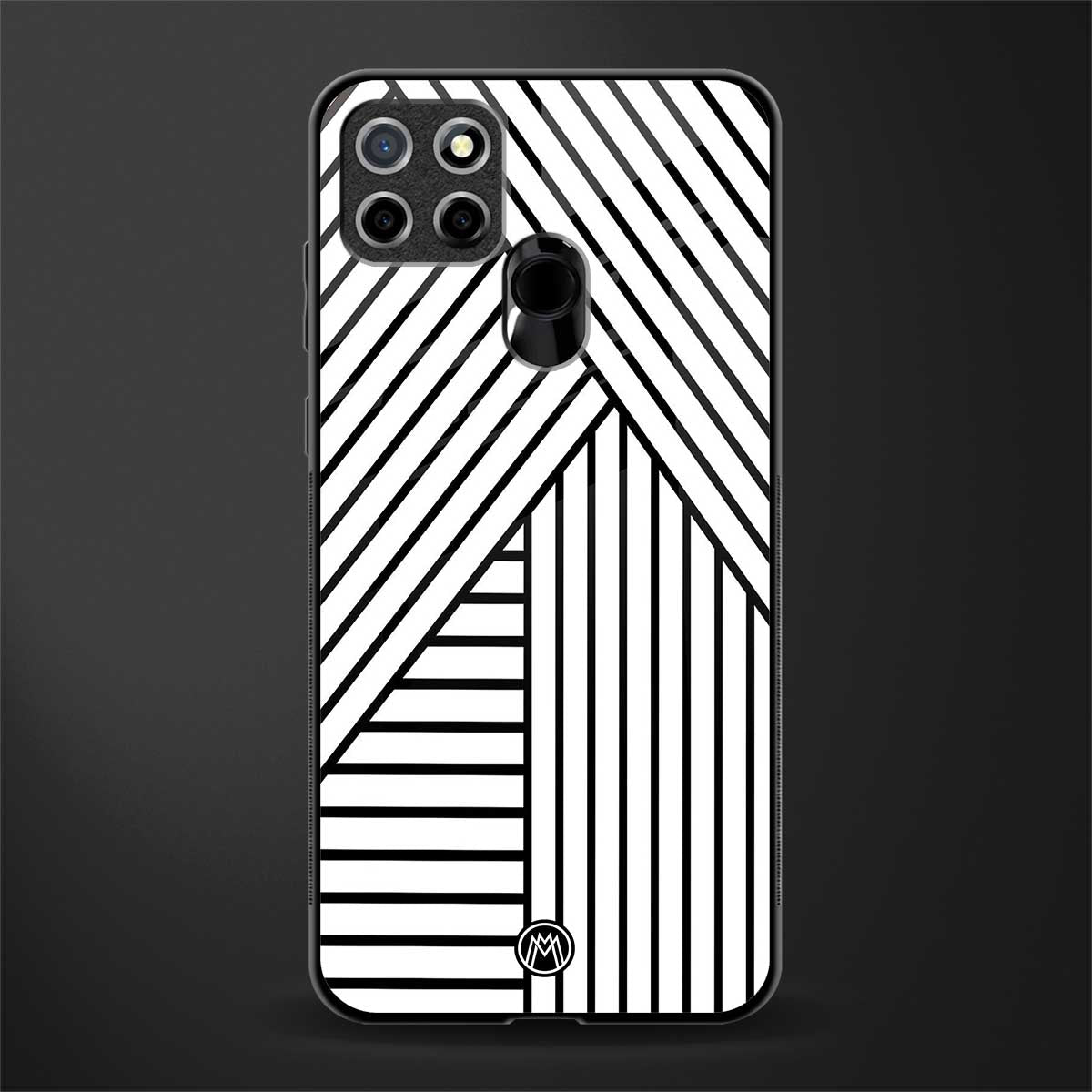 classic white black patten glass case for realme narzo 20 image