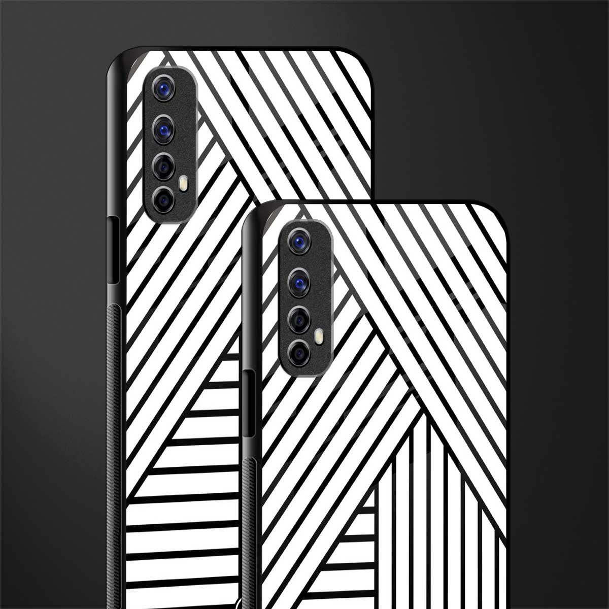 classic white black patten glass case for realme 7 image-2