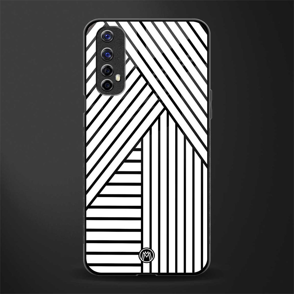 classic white black patten glass case for realme narzo 20 pro image