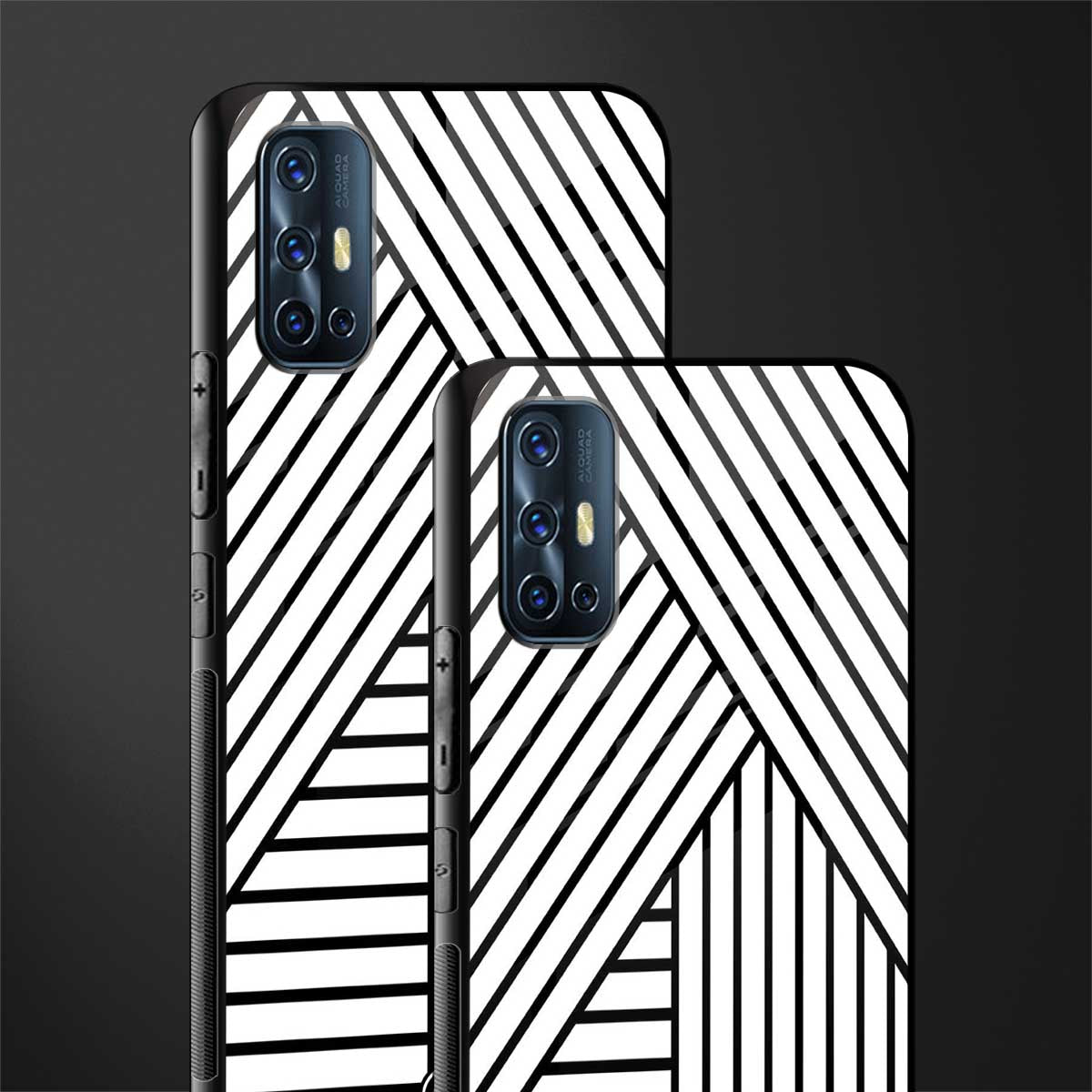 classic white black patten glass case for vivo v17 image-2