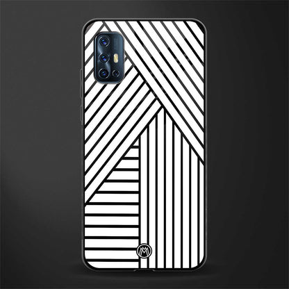 classic white black patten glass case for vivo v17 image