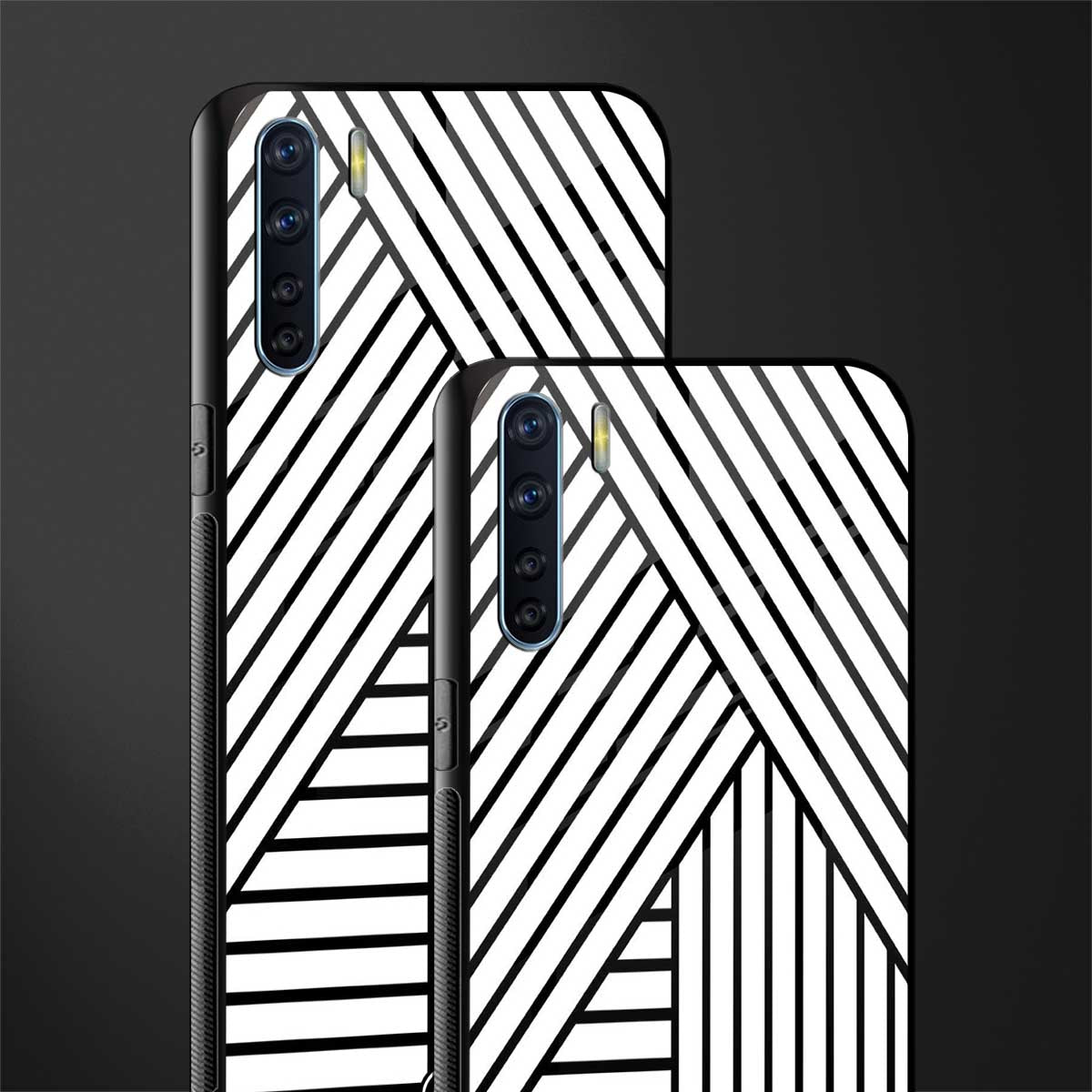 classic white black patten glass case for oppo f15 image-2