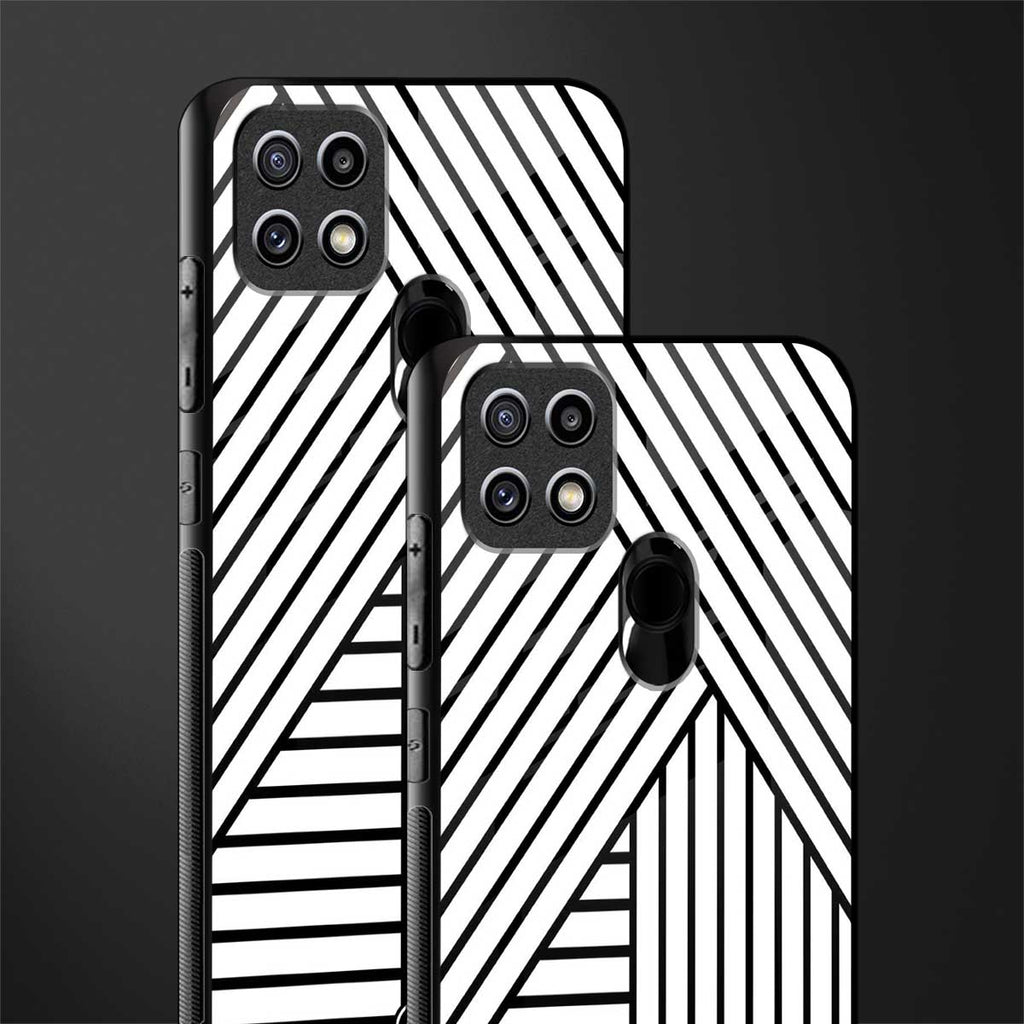 classic white black patten glass case for oppo a15s image-2