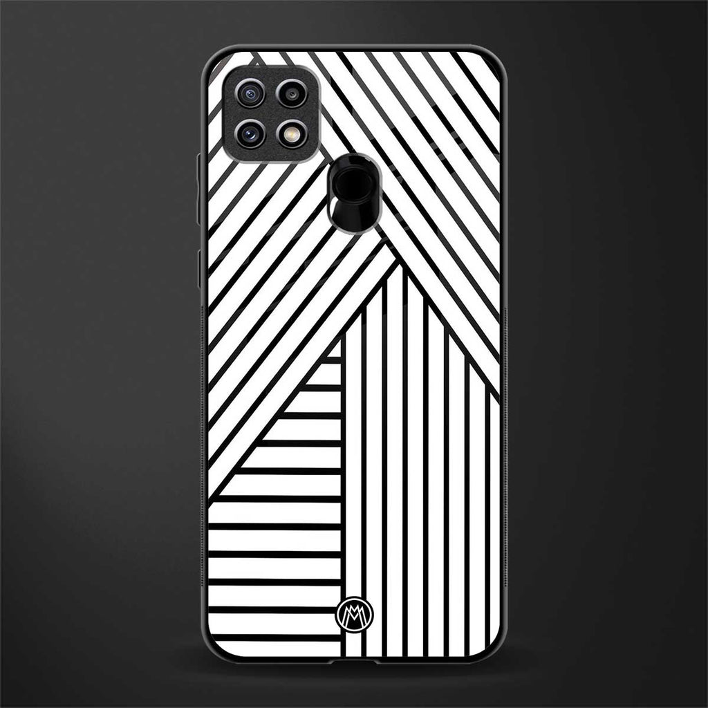 classic white black patten glass case for oppo a15 image