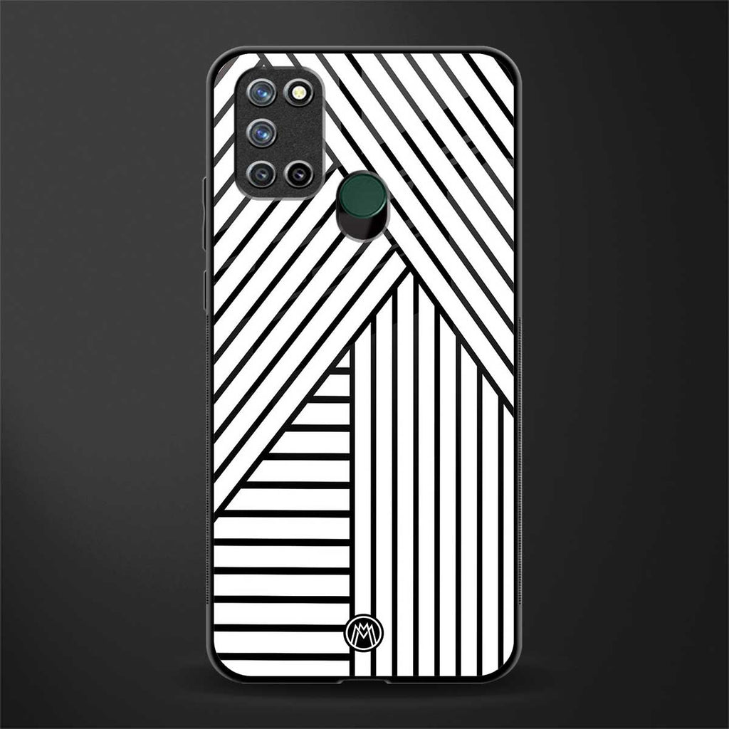 classic white black patten glass case for realme 7i image
