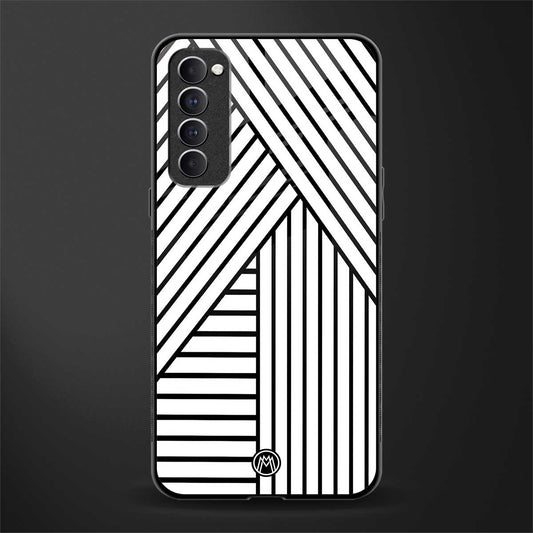 classic white black patten glass case for oppo reno 4 pro image