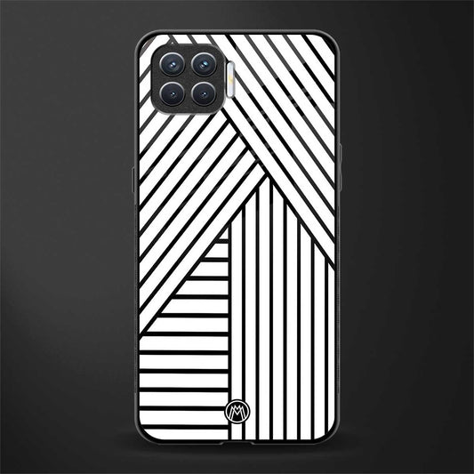 classic white black patten glass case for oppo f17 pro image