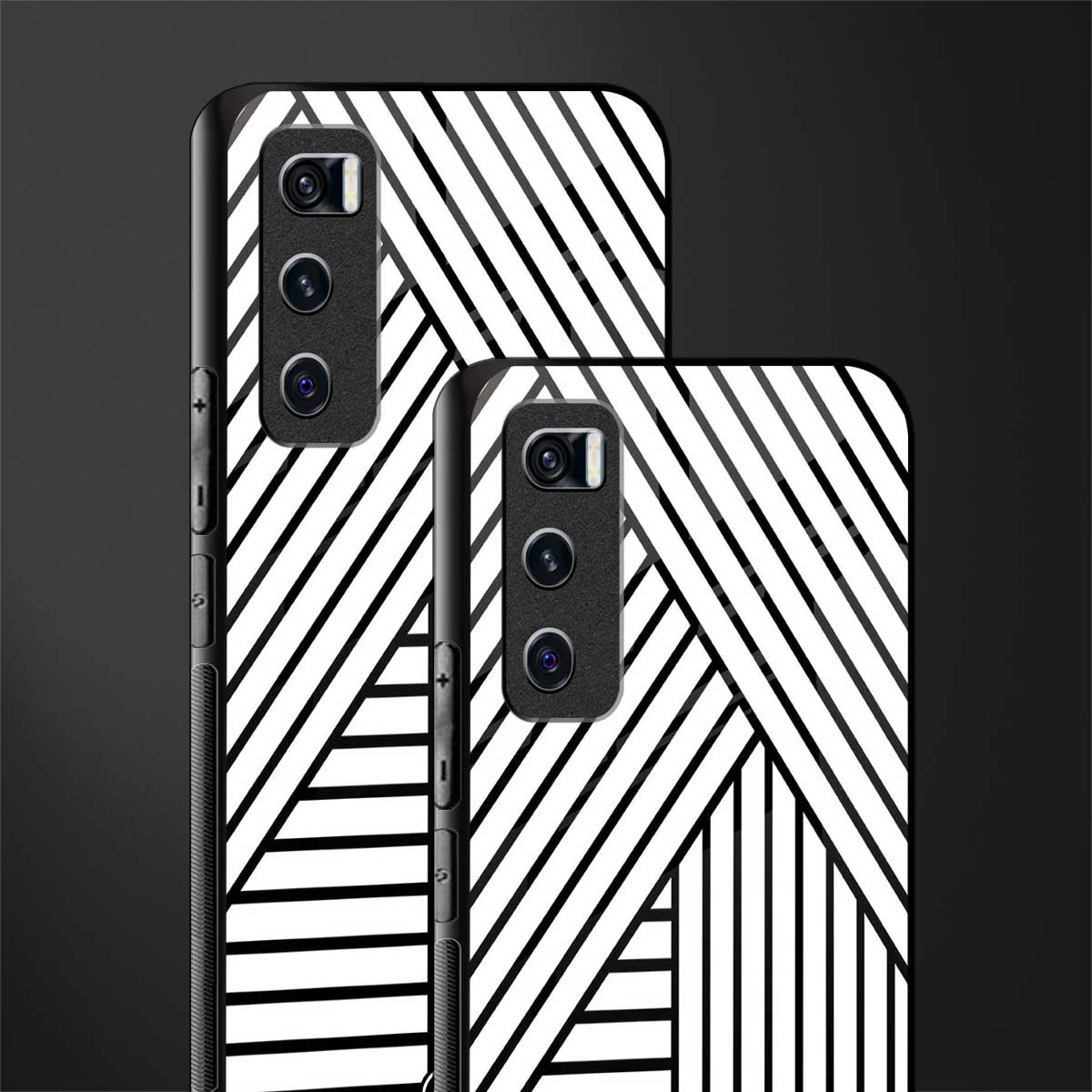 classic white black patten glass case for vivo v20 se image-2