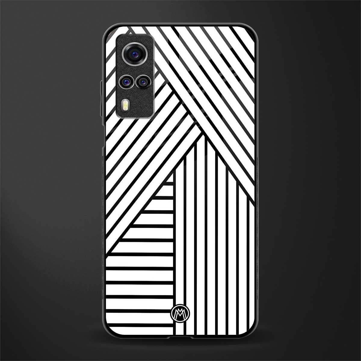 classic white black patten glass case for vivo y51a image