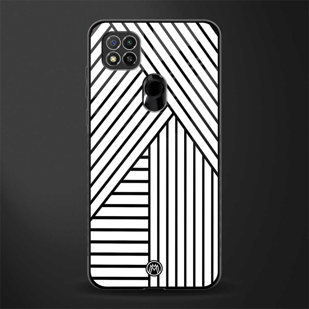 classic white black patten glass case for redmi 9c image