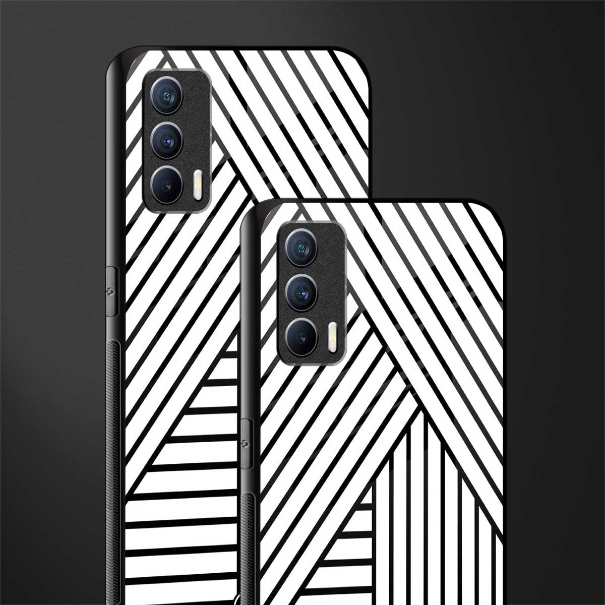 classic white black patten glass case for realme x7