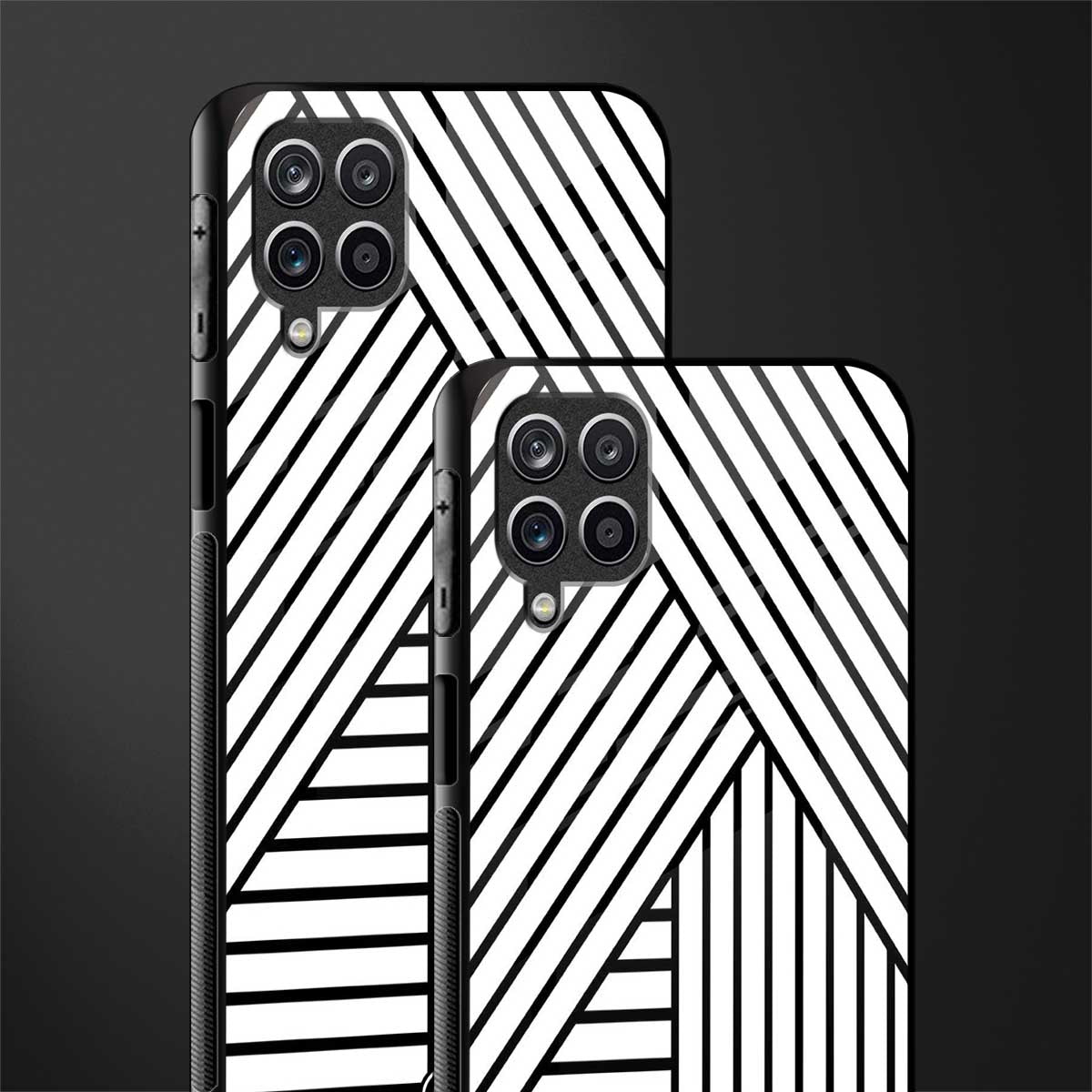classic white black patten glass case for samsung galaxy f12 image-2