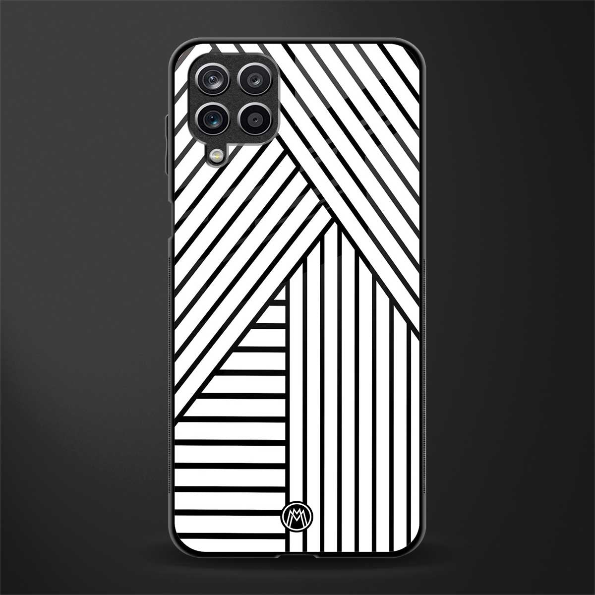 classic white black patten glass case for samsung galaxy m12