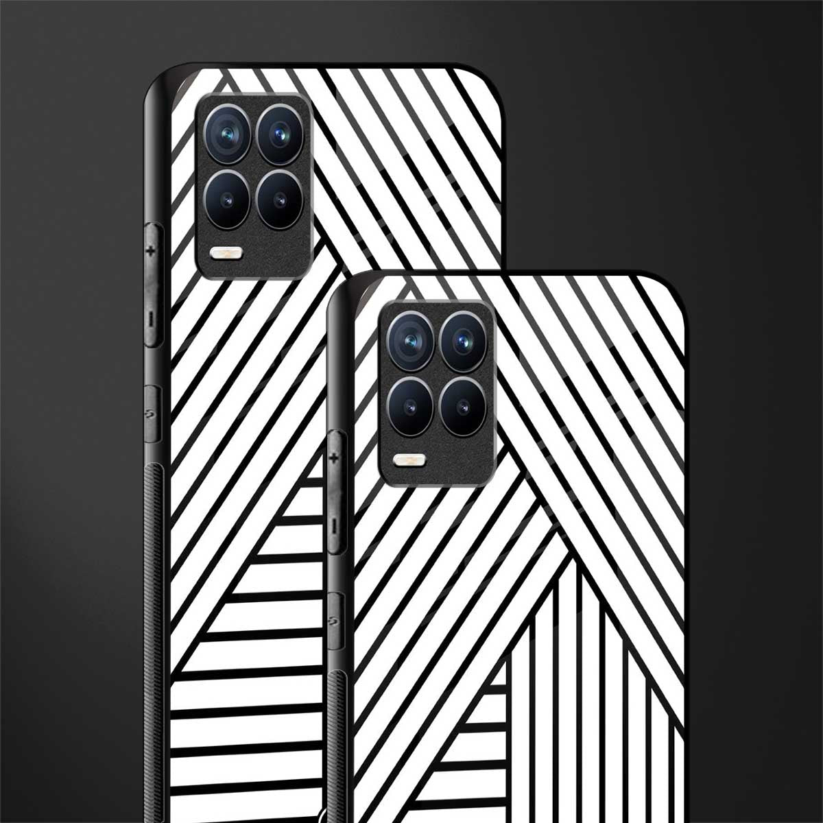 classic white black patten glass case for realme 8 pro image-2