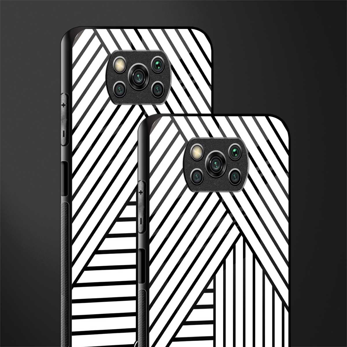 classic white black patten glass case for poco x3 pro image-2