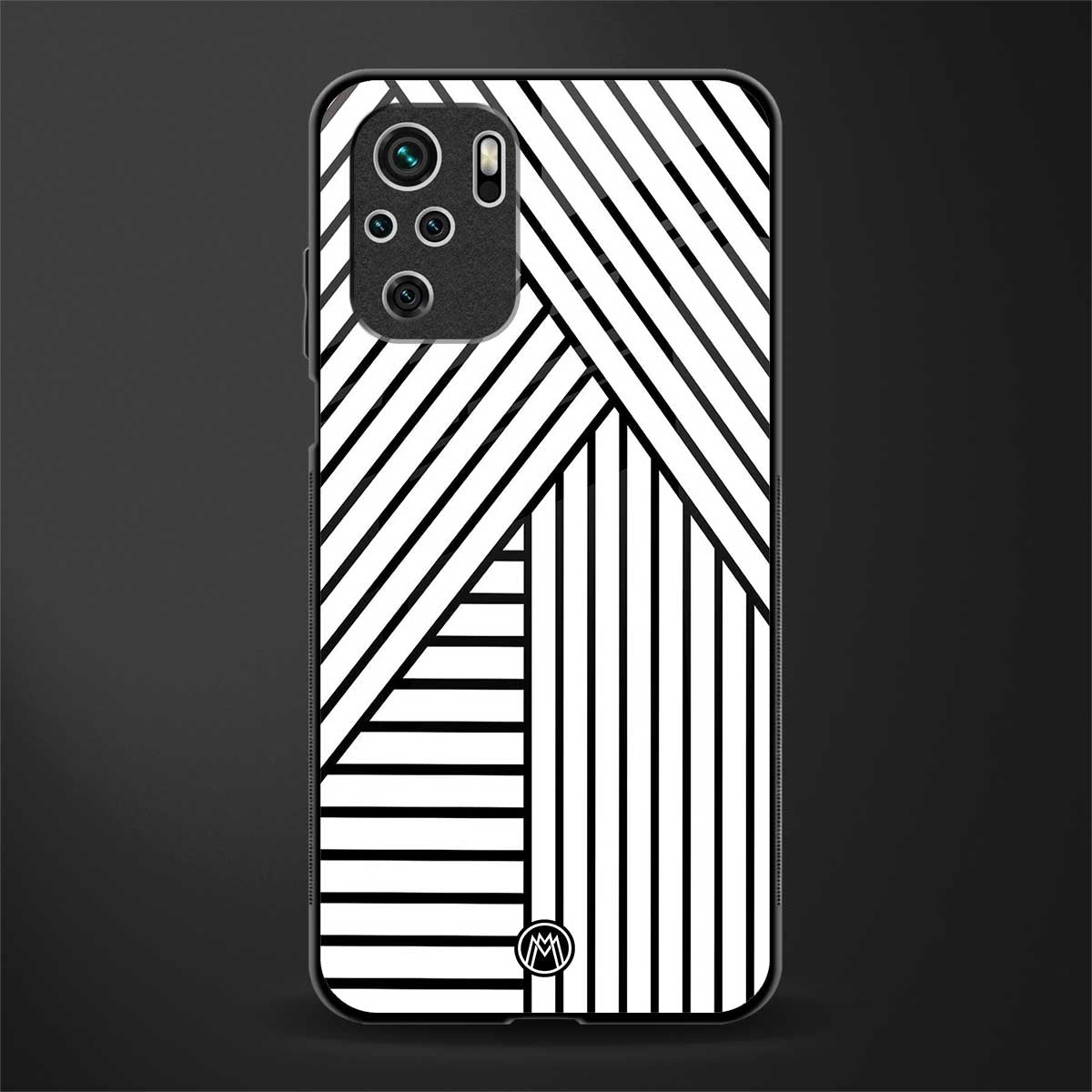 classic white black patten glass case for redmi note 10