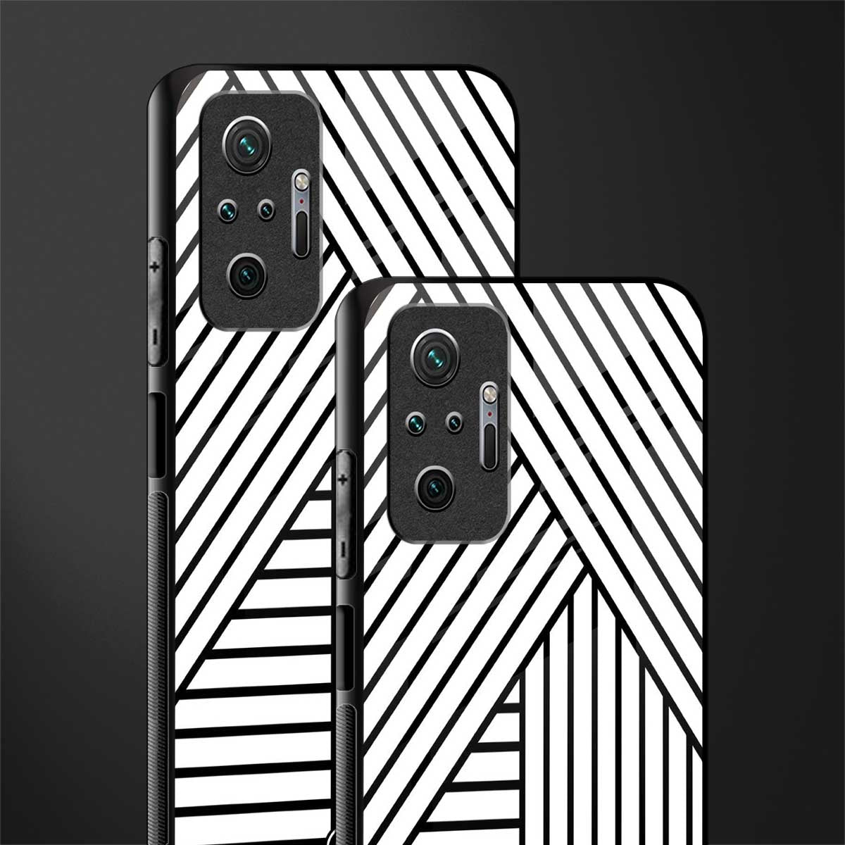 classic white black patten glass case for redmi note 10 pro image-2