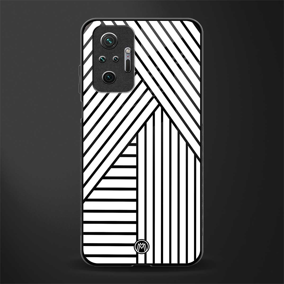 classic white black patten glass case for redmi note 10 pro image