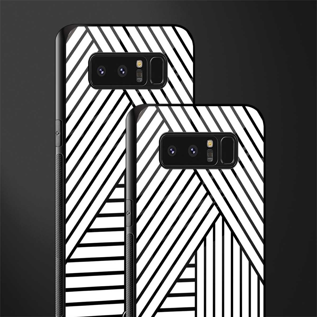 classic white black patten glass case for samsung galaxy note 8 image-2