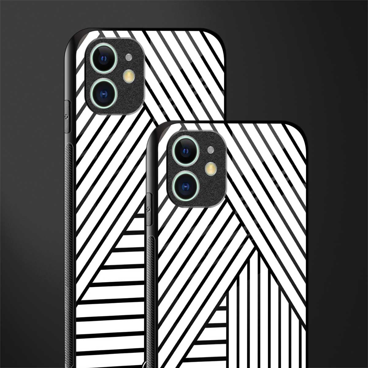 classic white black patten glass case for iphone 12 mini image-2