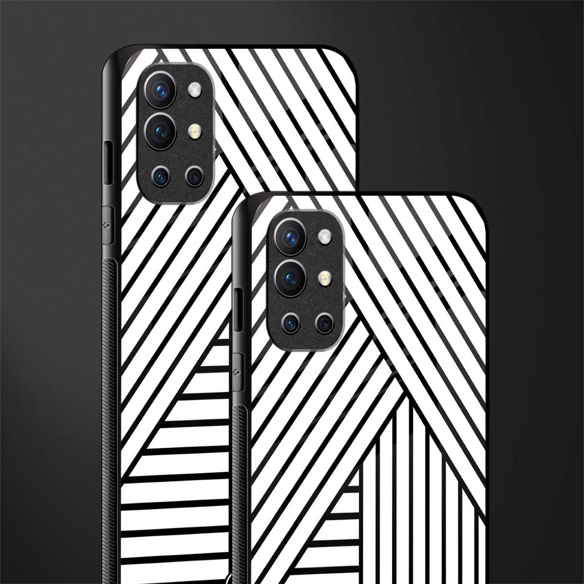 classic white black patten glass case for oneplus 9r image-2