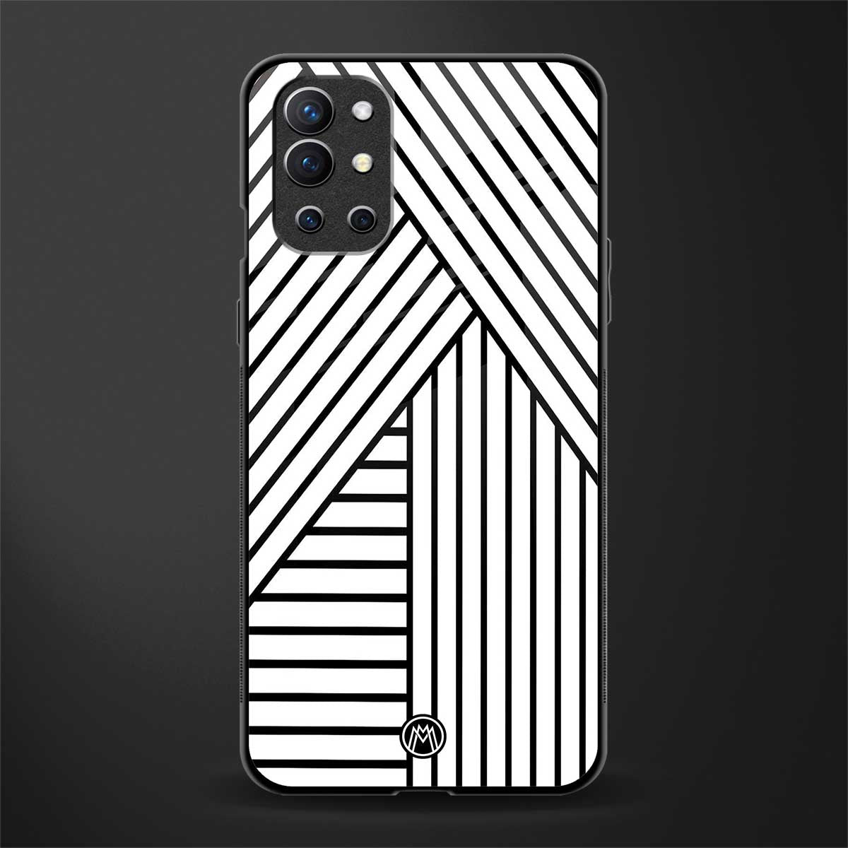 classic white black patten glass case for oneplus 9r image
