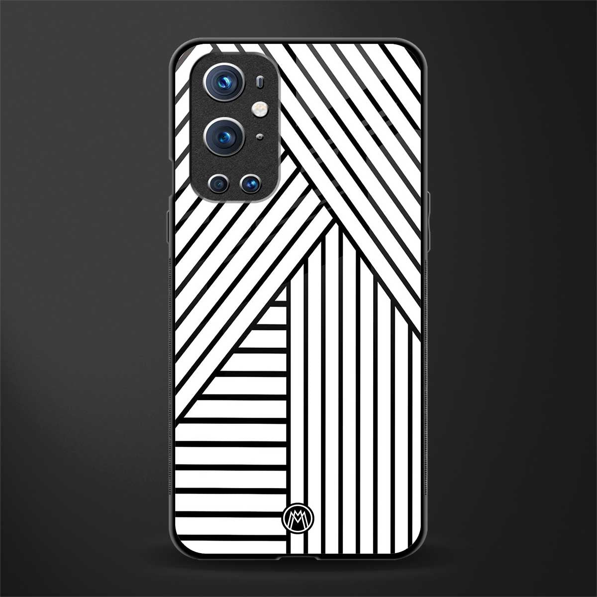 classic white black patten glass case for oneplus 9 pro image