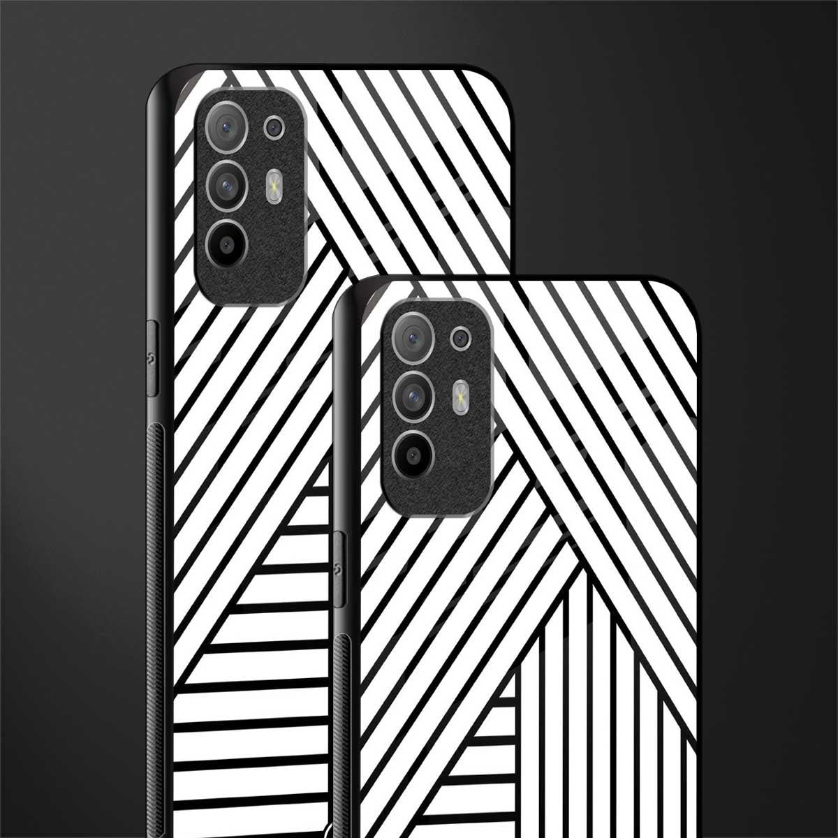 classic white black patten glass case for oppo f19 pro plus image-2