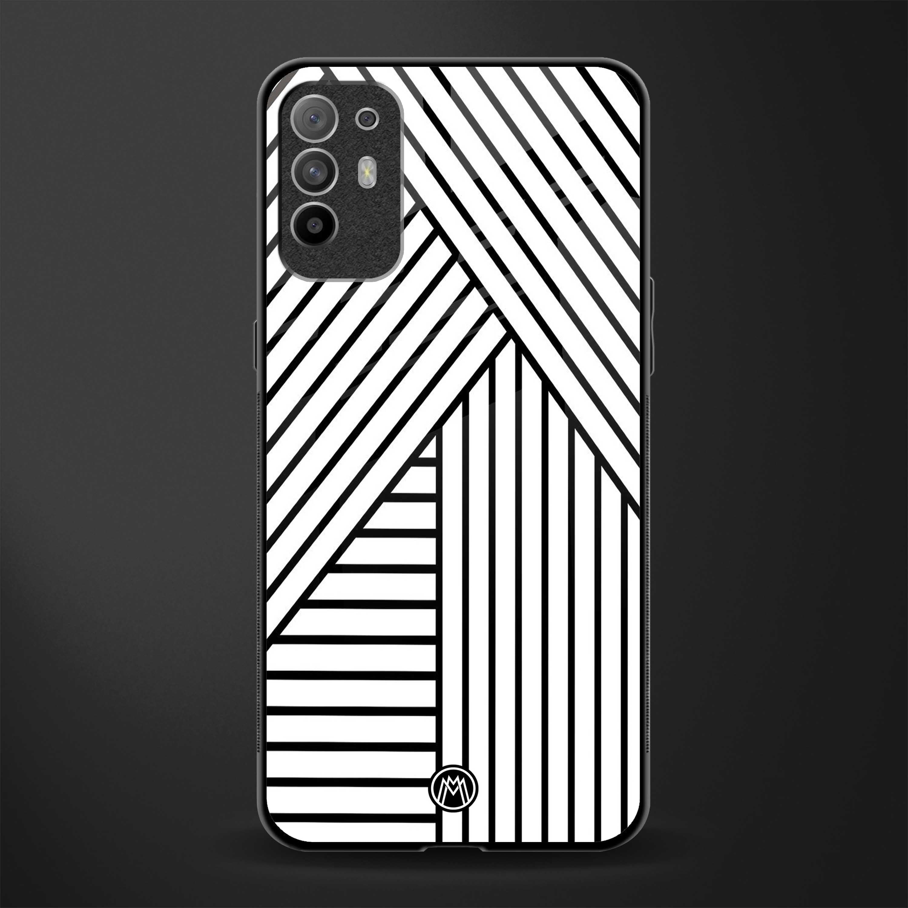 classic white black patten glass case for oppo f19 pro plus image