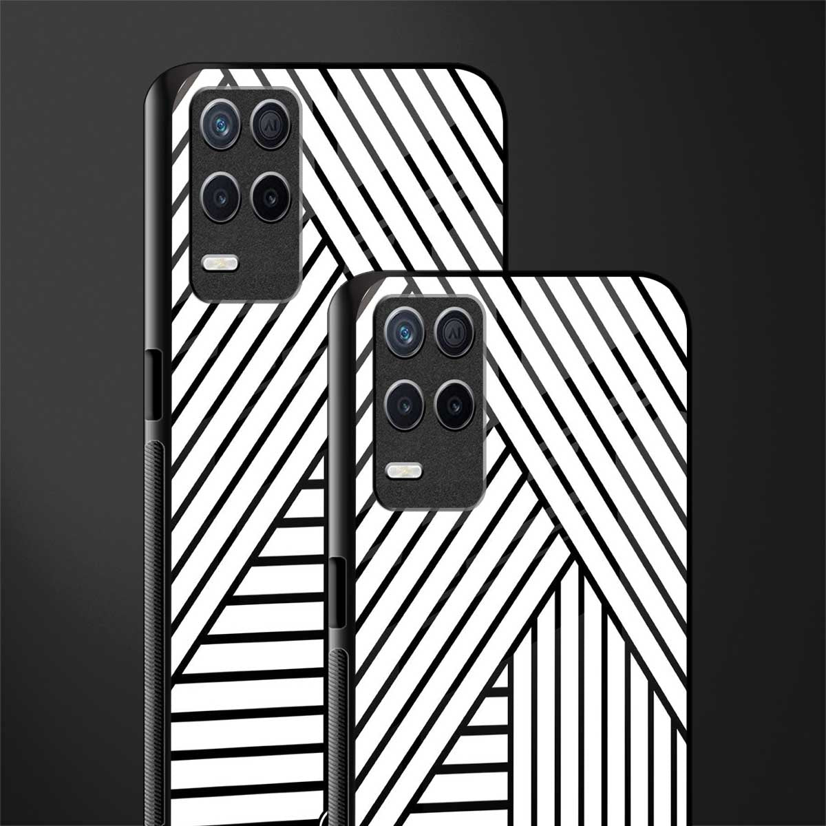 classic white black patten glass case for realme 8 5g image-2