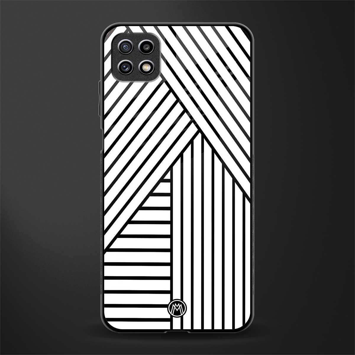 classic white black patten glass case for samsung galaxy a22 5g image