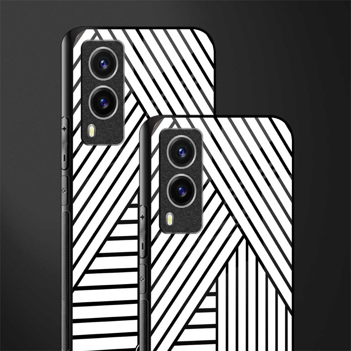 classic white black patten glass case for vivo v21e 5g image-2