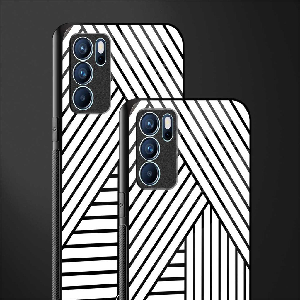 classic white black patten glass case for oppo reno6 pro 5g image-2